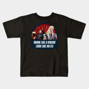 Drink Like a Dwarf - Look Like an Elf - Black - Fantasy Funny Beer Kids T-Shirt